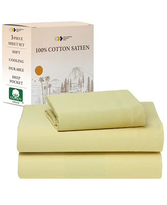 Soft 100% Cotton Sheets Set - Cooling Durable Sateen