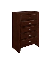 Solid Wood Five-Drawer Dresser with Mirrored Accents for Bedroom Storage