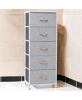 Lightweight Steel and Fabric Chest with Five Drawers for Small Spaces