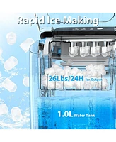 Zafro Countertop Ice Maker, Portable Machine with Self-Cleaning, 26.5 lbs/24H, Fast 9 Bullet Cubes 6 Mins, Compact Maker Basket &