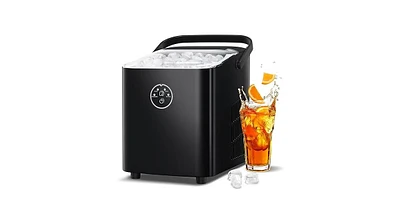 Zafro Compact Countertop Ice Maker, Produces 8 Bullet Ices in 6 Minutes, Features Self-Cleaning Function, Portable with Built-in Basket and Scoop, Off
