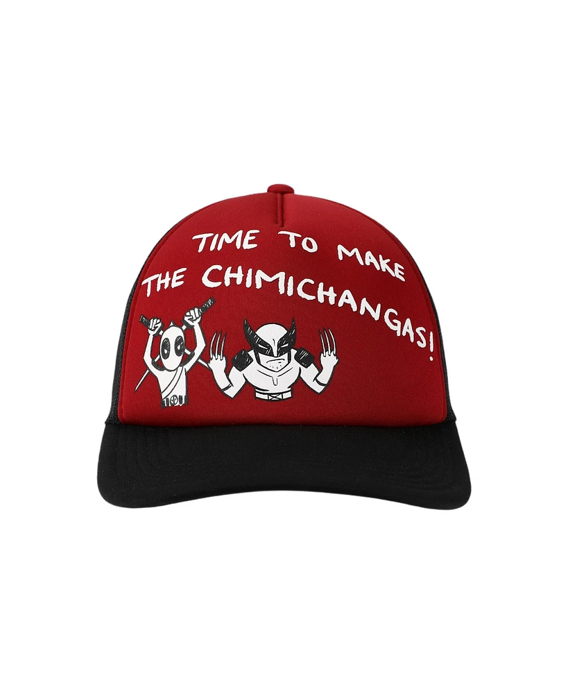 Marvel Men's Deadpool & Wolverine Time To Make The Chimichanga Red & Black Trucker Hat