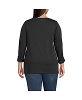 Lands' End Plus Supima Cotton Adjustable 3/4 Sleeve Boatneck Tunic
