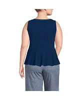 Lands' End Plus Lightweight Jersey Peplum V-Neck Tank Top