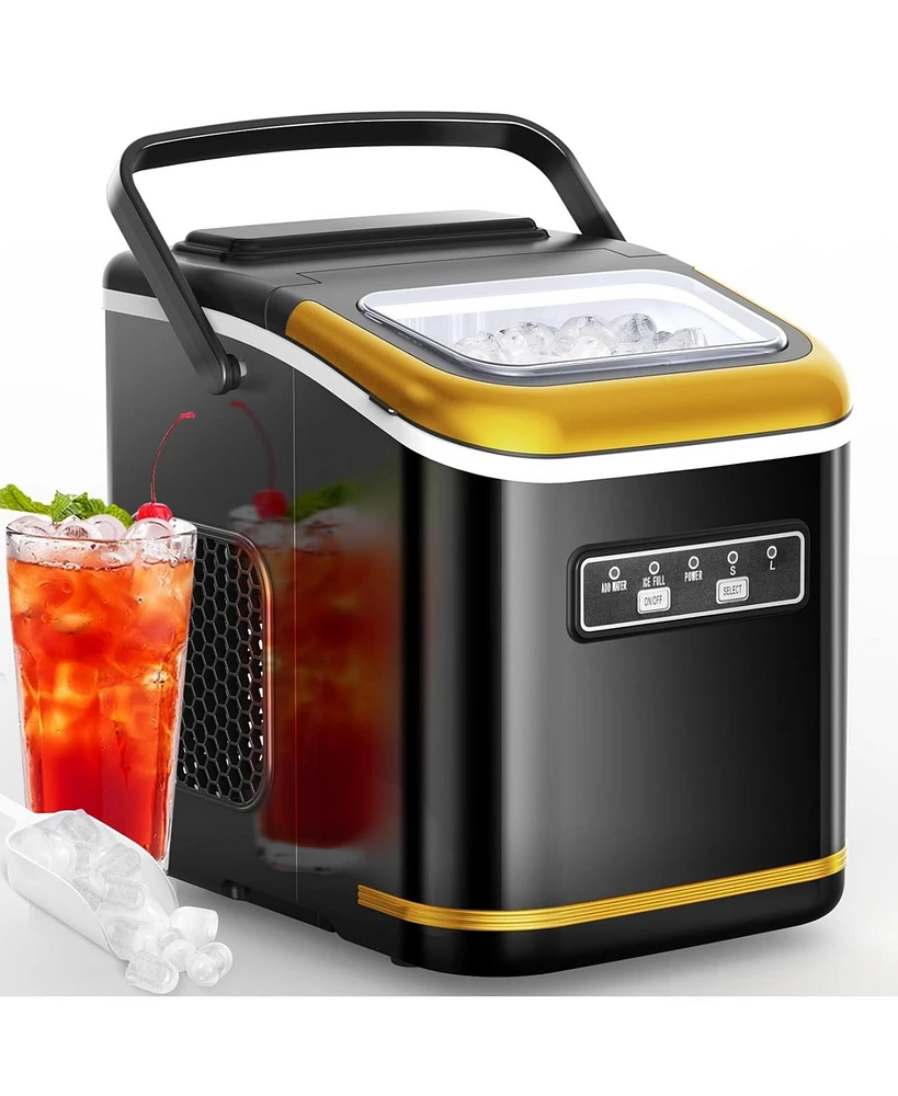 Zafro Ice Makers Countertop, Portable Machine with Carry Handle, 26.5lbs/24Hrs, 6Mins/9 Cubes, Self-Cleaning Countertop Maker Bas