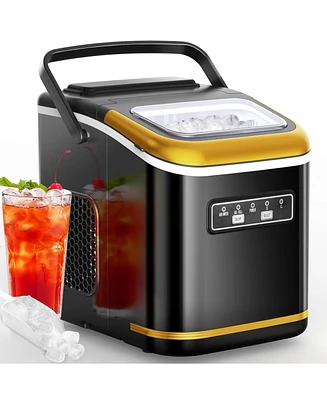 Zafro Ice Makers Countertop, Portable Machine with Carry Handle, 26.5lbs/24Hrs, 6Mins/9 Cubes, Self-Cleaning Countertop Maker Bas
