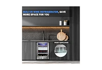 Zafro 24 Inch Wine Refrigerator, 5.1 Cu Ft Freestanding or Built-in Wine Fridge, Under Counter Stainless Steel Beverage Cooler with Glass Door