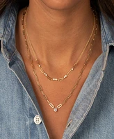 By Adina Eden Cubic Zirconia Solitaire Four Prong Paperclip Necklace