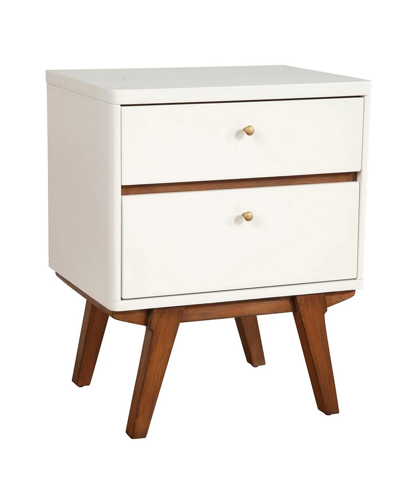 Stylish Two-Drawer Wood Nightstand with Storage for Small Spaces