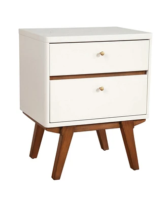 Stylish Two-Drawer Wood Nightstand with Storage for Small Spaces