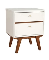 Stylish Two-Drawer Wood Nightstand with Storage for Small Spaces