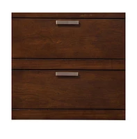 Modern Faux Wood Nightstand with Two Drawers for Bedside Essentials