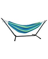 Blue And Green Stripe Two Person Hammock With Stand