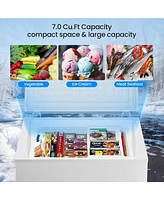 Zafro 3.5 Cubic Feet Chest Freezer with 2 Removable Baskets Free Standing Top Open Door Compact Freezer with Adjustable Temperature for Home/Kitchen/O