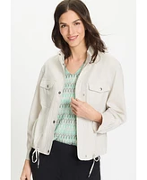 Olsen Women's Funnel Neck Linen Blend Jacket