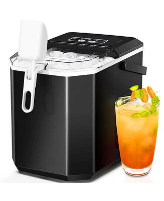 Zafro Portable Ice Maker, 26.5 lbs/day, Self-Cleaning, 9 Cubes 6-9 mins, Double Handle, 2 Sizes Bullet Ice, Includes Scoop & Basket, Perfect fo