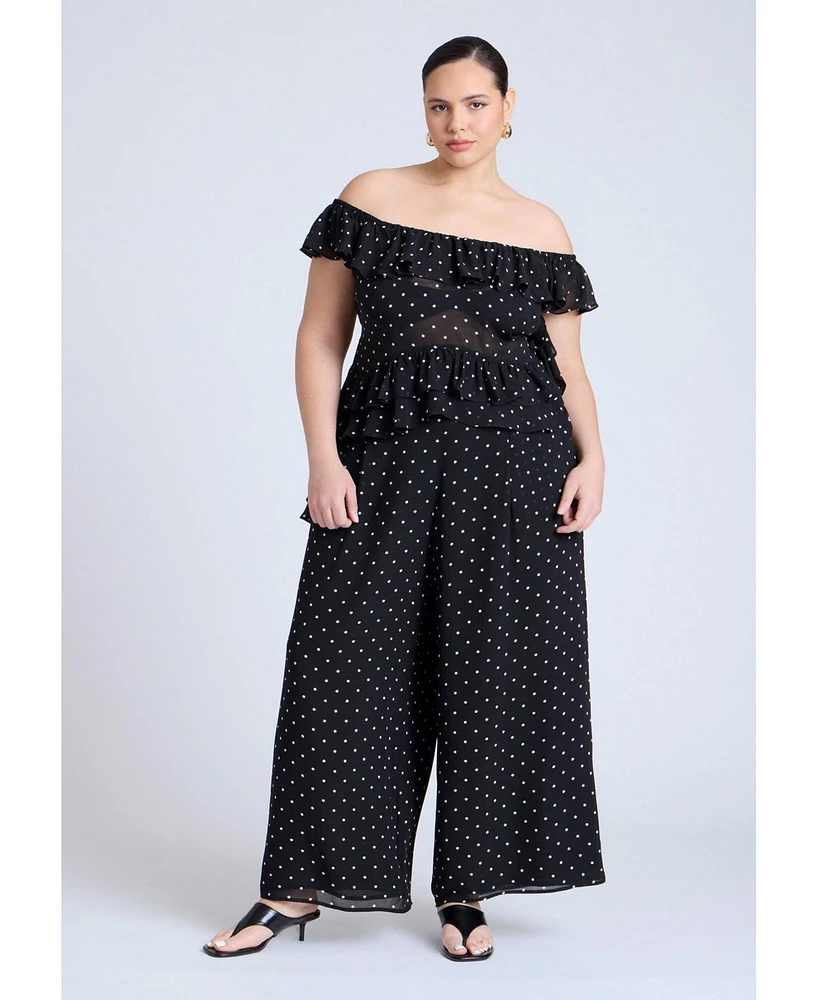 Eloquii Plus Wide Leg Polka Dot Pant