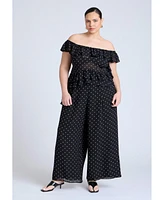 Eloquii Plus Wide Leg Polka Dot Pant