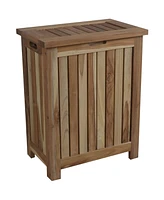 Compact Teak Laundry Hamper with Removable Bag for Easy Sorting