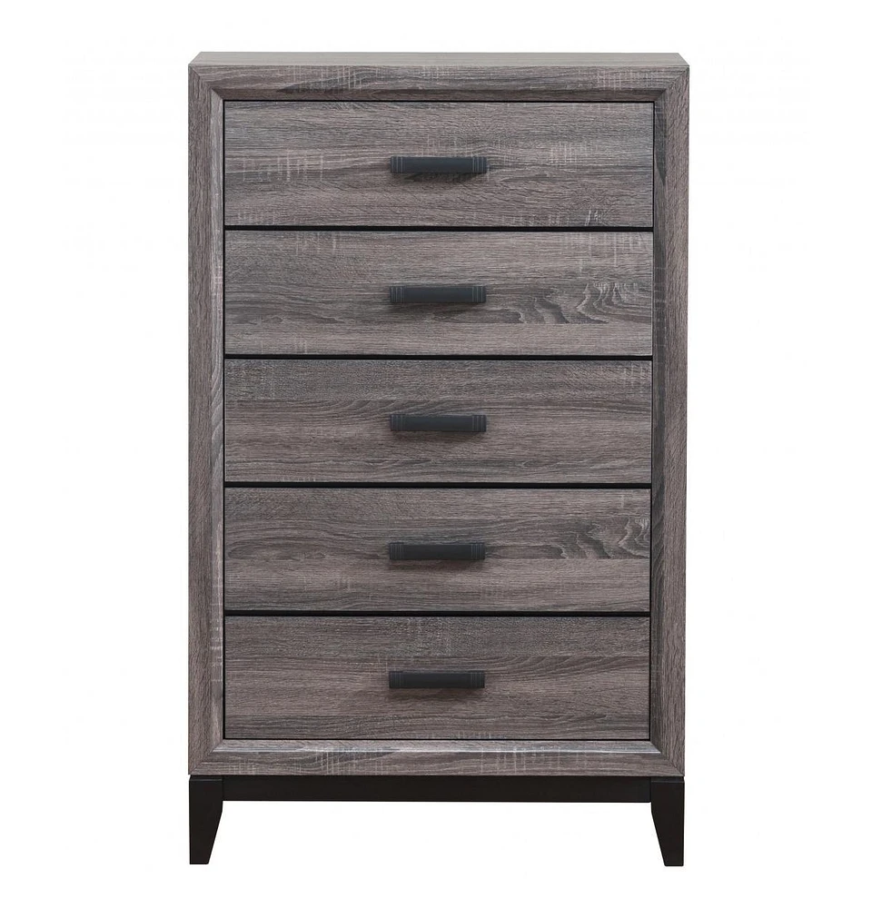 Solid Wood Five-Drawer Chest for Bedroom Storage and Organization