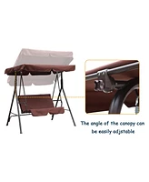 Patio Swing Outdoor Porch Swing Chair for Adults with Removable Cushion 2 Seat Large Converting Canopy Swing Glider for Garden Backyard Deck