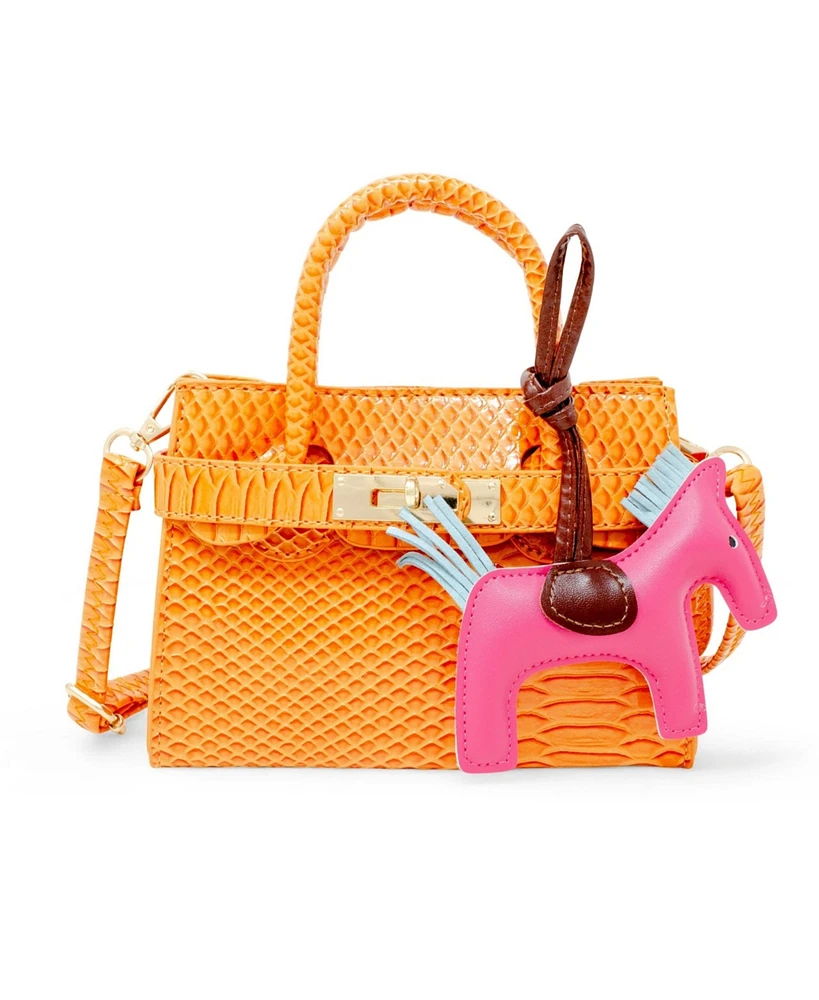 Tiny Treats + Zomi Gems Girls Crocodile Pony Handbag, Orange