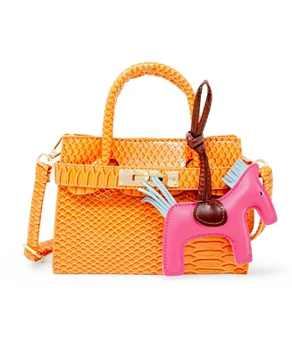 Tiny Treats + Zomi Gems Girls Crocodile Pony Handbag, Orange