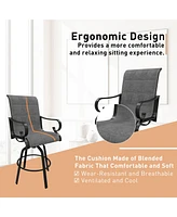 2-Piece Aluminium Frame Outdoor Swivel Chairs Bar Stool with Cushion Teslin Patio Dining Chair Rotatable Chairs