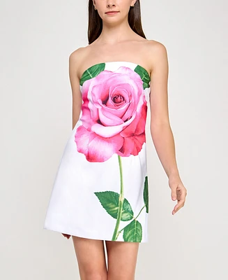 Bcx Juniors' Strapless Rose Placement Bodycon Dress