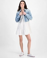 Tommy Jeans Womens Cropped Trucker Jacket Eyelet Dress