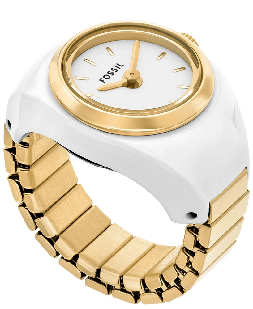 Fossil Women's Two-Hand Gold-Tone Stainless Steel Ring Watch, 15mm