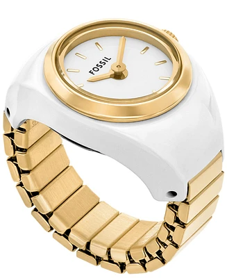 Fossil Women's Two-Hand Gold-Tone Stainless Steel Ring Watch, 15mm