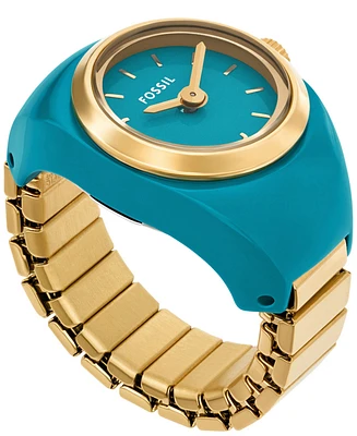 Fossil Women's Two-Hand Gold-Tone Stainless Steel Ring Watch, 15mm