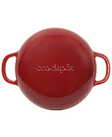 Crock Pot Artisan 5 Quart Cast Iron Braiser Everyday Pan With Borasilicate Lid - Red