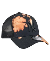 New Era Men's Black New York Yankees Bleached A-Frame 9FORTY Adjustable Hat