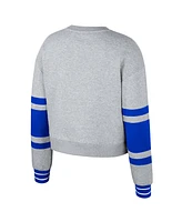 Stadium Essentials Women's Heather Gray Seattle Sounders Fc Scrimmage Cropped Pullover Sweatshirt