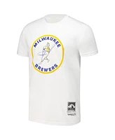 Mitchell & Ness Men's White Milwaukee Brewers Cooperstown Collection Logo T-Shirt