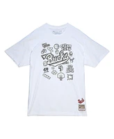 Mitchell & Ness Men's White Milwaukee Bucks Hardwood Classics Doodle T-Shirt