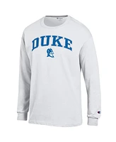 Champion Men's White Duke Blue Devils Arch Over Logo Long Sleeve T-Shirt