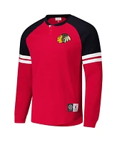 Mitchell & Ness Men's Red Chicago Blackhawks Thermal Henley Long Sleeve T-Shirt