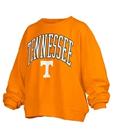 Pressbox Women's Tennessee Orange Volunteers Janise Arch Over Logo Waist Length Oversized Pullover Sweatshirt