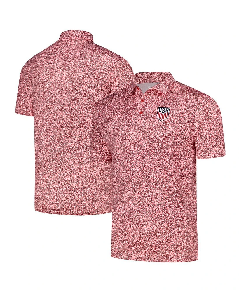 Antigua Men's Red Usmnt Field Ditsy Polo Shirt