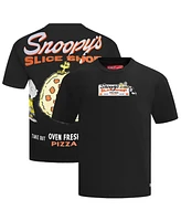 Freeze Max Men's Black Peanuts Snoopy's Slice Shop T-Shirt