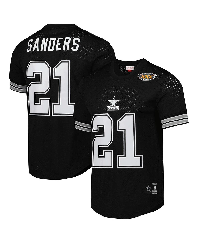 Mitchell & Ness Men's Deion Sanders Black Dallas Cowboys Retired Player Name Number Mesh Top