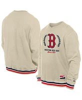 New Era Men's Cream Boston Red Sox Throwback Pullover Sweatshirt