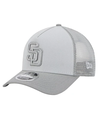 New Era Men's Gray San Diego Padres Color Pack A-Frame 9FORTY Trucker Adjustable Hat