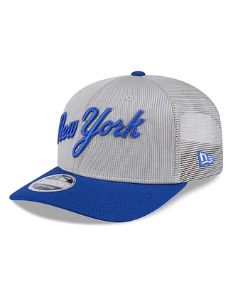 New Era Men's Gray/Royal New York Mets 2025 Batting Practice 9SEVENTY Stretch snap Trucker Hat