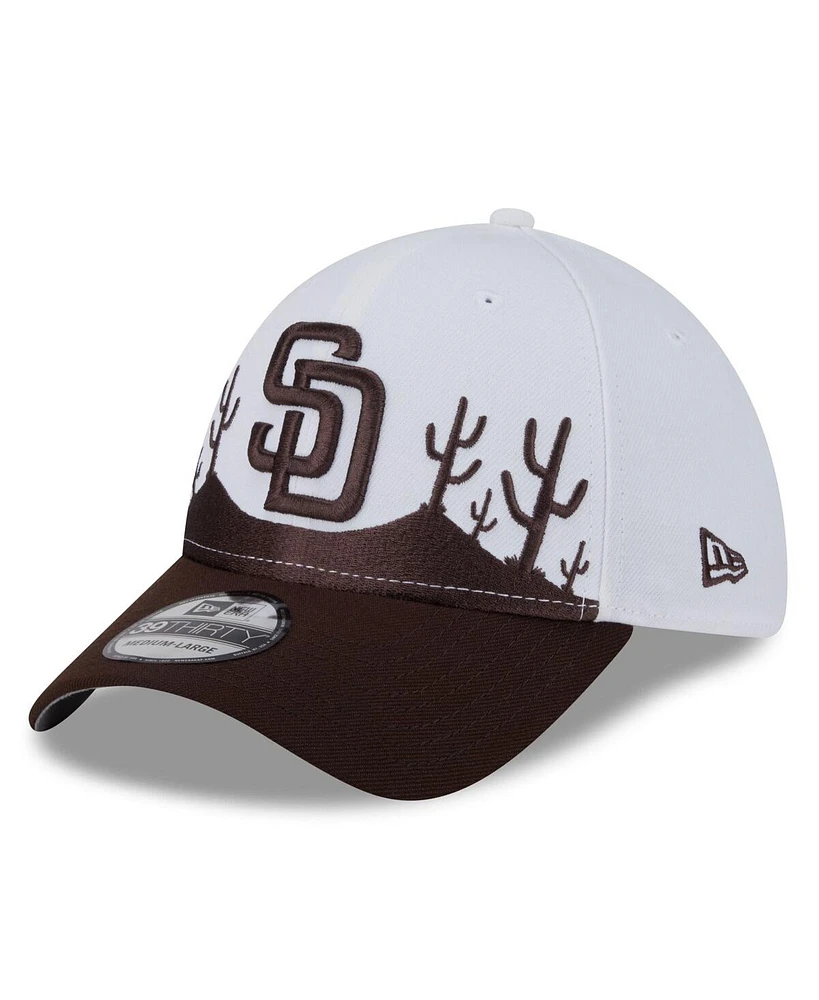 New Era Men's White/Dark Brown San Diego Padres 2025 Spring Training Landscape 39THIRTY Flex Hat