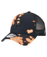 New Era Men's Black Pittsburgh Pirates Bleached A-Frame 9FORTY Adjustable Hat