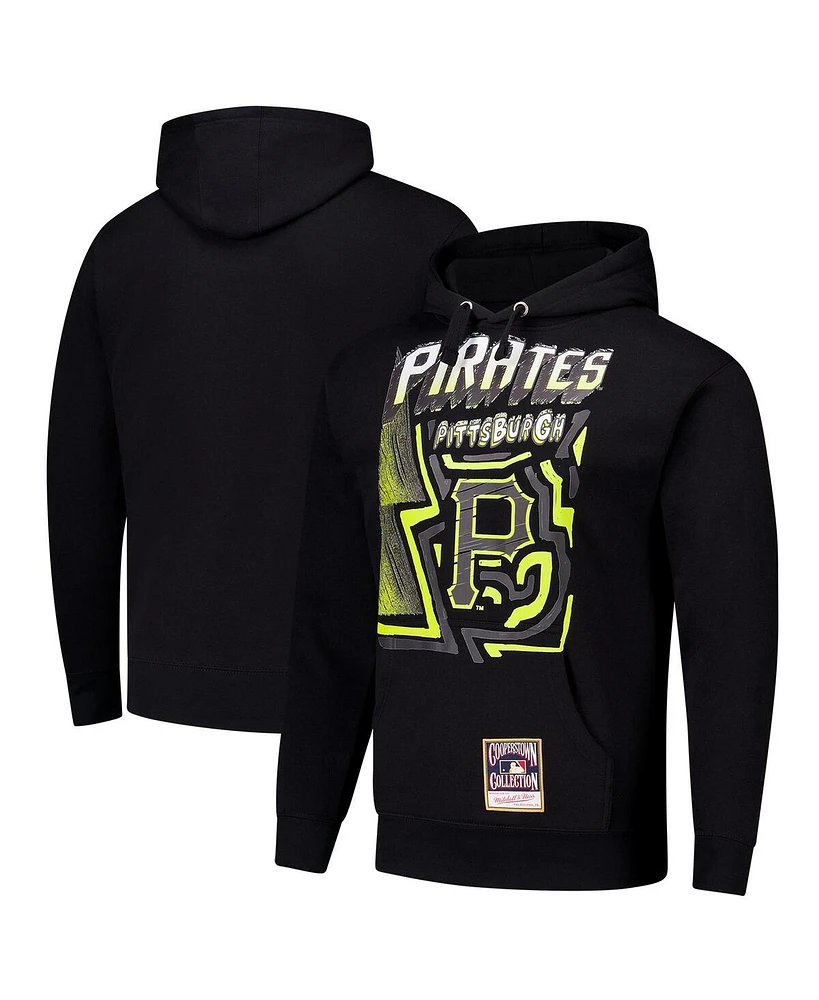 Mitchell & Ness Men's Black Pittsburgh Pirates Sidewalk Sketch Pullover Hoodie